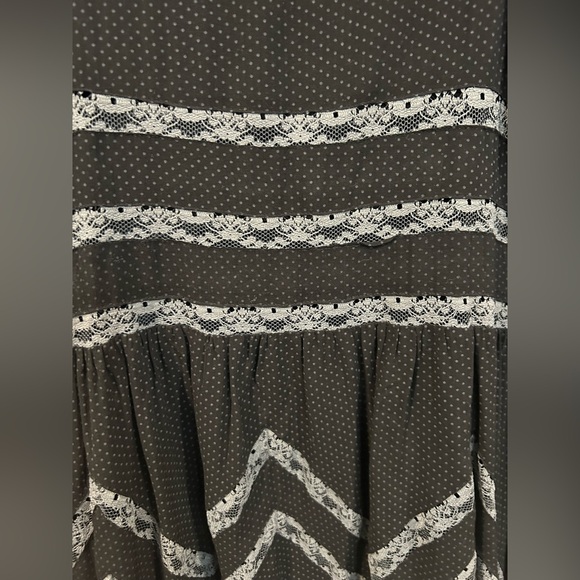 Free People Intimately Polka Dot and Lace Tunic in Black and Gray, Size XS - Picture 6 of 7